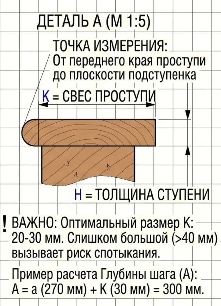 Свес проступи (выступ носика)